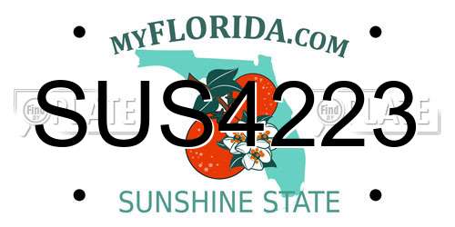 SUS4223 Florida License Plate