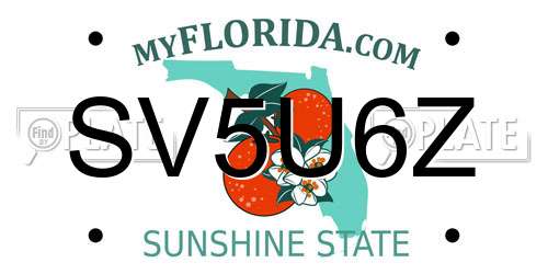 SV5U6Z Florida License Plate