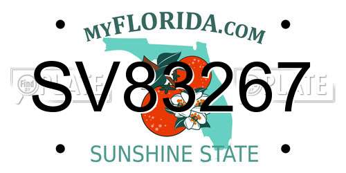 SV83267 Florida License Plate