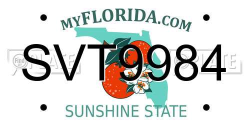 SVT9984 Florida License Plate