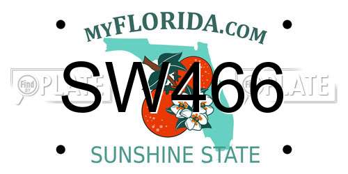 SW466 Florida License Plate