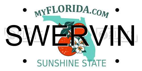 SWERVIN Florida License Plate