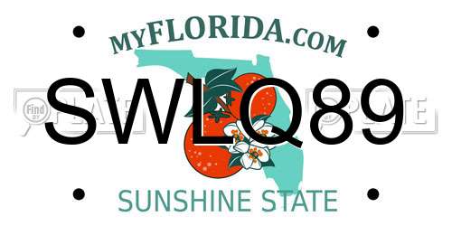 SWLQ89 Florida License Plate