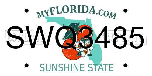 SWQ3485 Florida License Plate