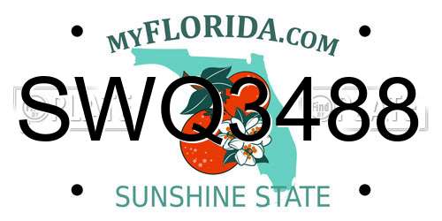 SWQ3488 Florida License Plate