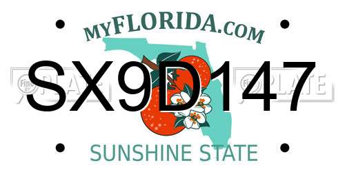 SX9D147 Florida License Plate