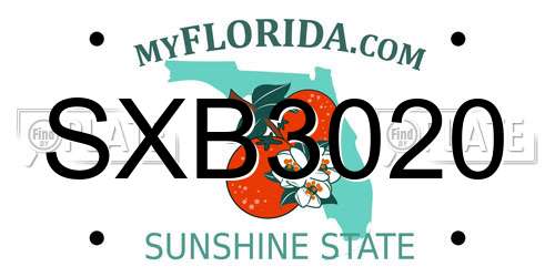 SXB3020 Florida License Plate