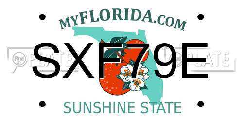 SXF79E Florida License Plate