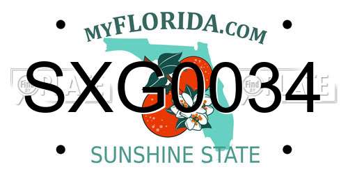 SXG0034 Florida License Plate
