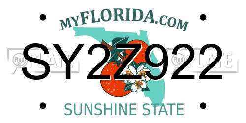 SY2Z922 Florida License Plate
