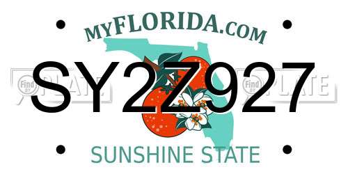 SY2Z927 Florida License Plate