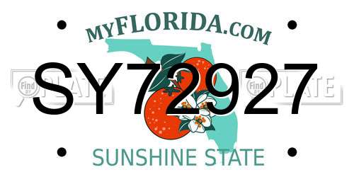 SY72927 Florida License Plate