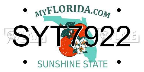 SYT7922 Florida License Plate