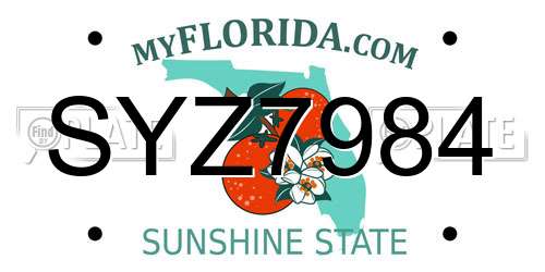 SYZ7984 Florida License Plate