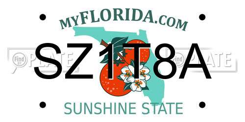 SZ1T8A Florida License Plate