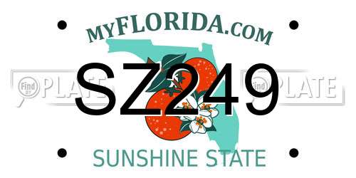 SZ249 Florida License Plate