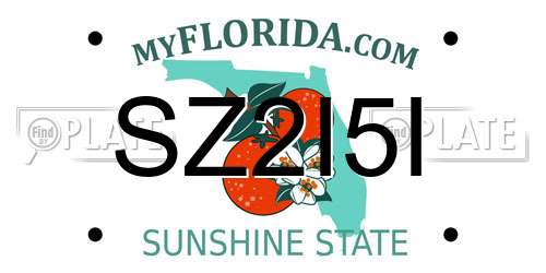SZ2I5I Florida License Plate