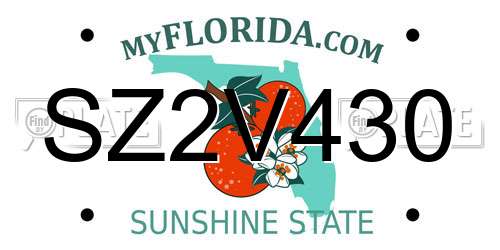SZ2V430 Florida License Plate