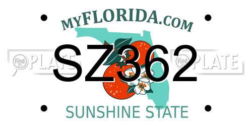 SZ362 Florida License Plate