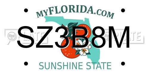 SZ3B8M Florida License Plate