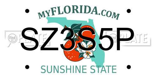 SZ3S5P Florida License Plate