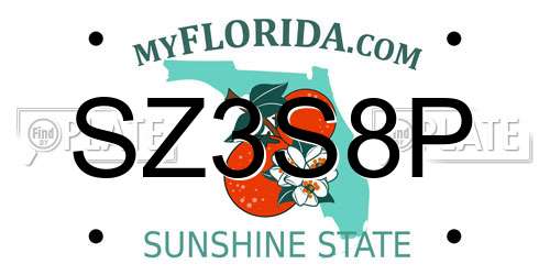SZ3S8P Florida License Plate