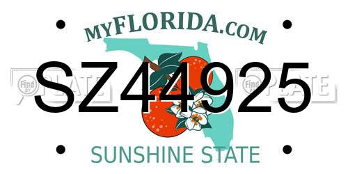 SZ44925 Florida License Plate