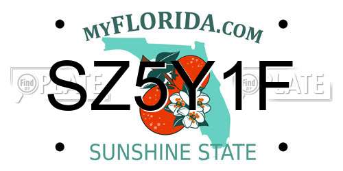 SZ5Y1F Florida License Plate