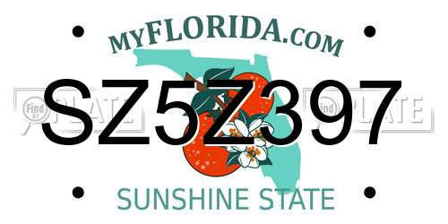 SZ5Z397 Florida License Plate