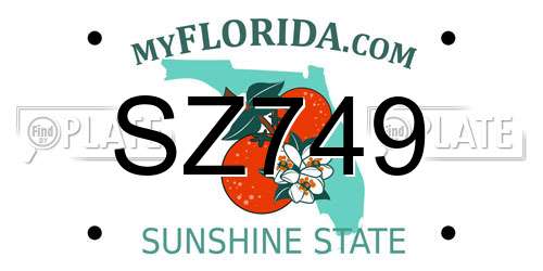 SZ749 Florida License Plate