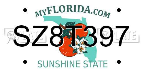 SZ8T397 Florida License Plate