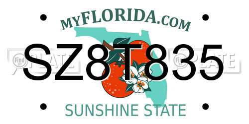 SZ8T835 Florida License Plate