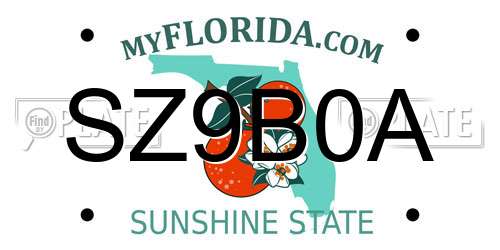 SZ9B0A Florida License Plate