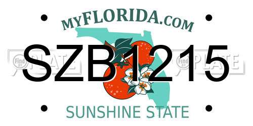 SZB1215 Florida License Plate