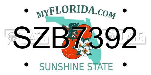 SZB7392 Florida License Plate