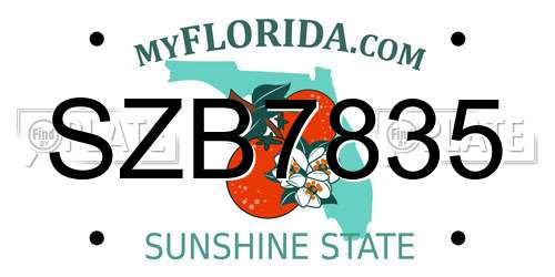 SZB7835 Florida License Plate