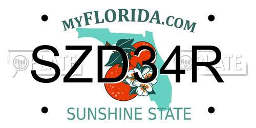 SZD34R Florida License Plate