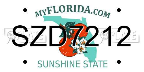 SZD7212 Florida License Plate