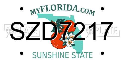 SZD7217 Florida License Plate