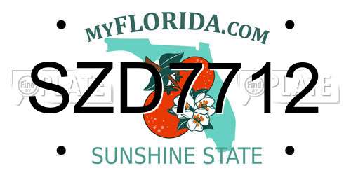 SZD7712 Florida License Plate