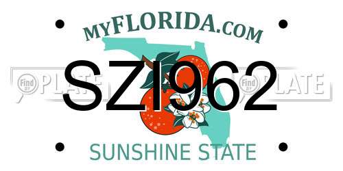 SZI962 Florida License Plate