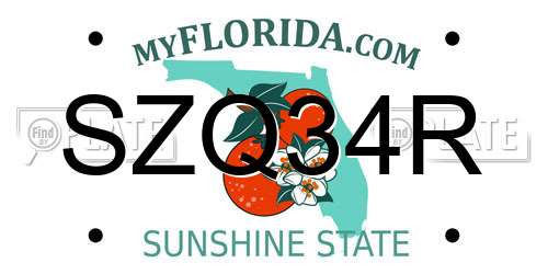 SZQ34R Florida License Plate