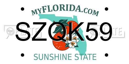 SZQK59 Florida License Plate