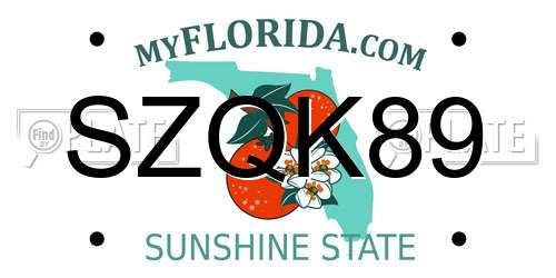 SZQK89 Florida License Plate