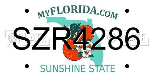 SZR4286 Florida License Plate