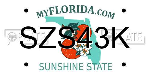 SZS43K Florida License Plate
