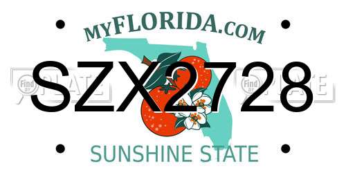 SZX2728 Florida License Plate