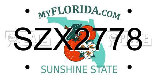 SZX2778 Florida License Plate