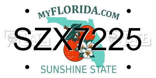 SZX7225 Florida License Plate