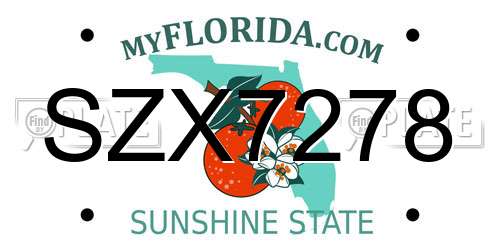 SZX7278 Florida License Plate